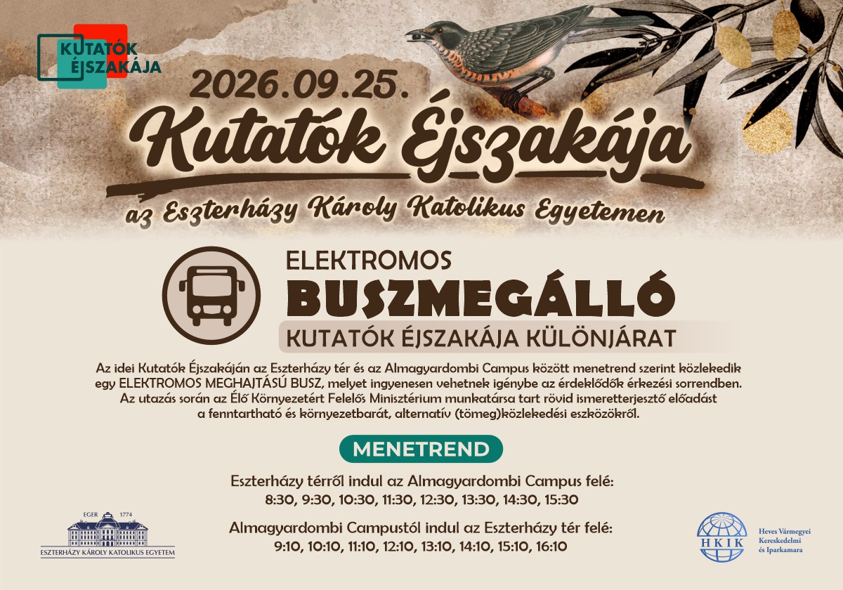 KUTATÓK ÉJSZAKÁJA KÜLÖNJÁRAT - ELEKTROMOS BUSZ A LÍCEUM ÉS AZ ALMAGYARDOMB KÖZÖTT