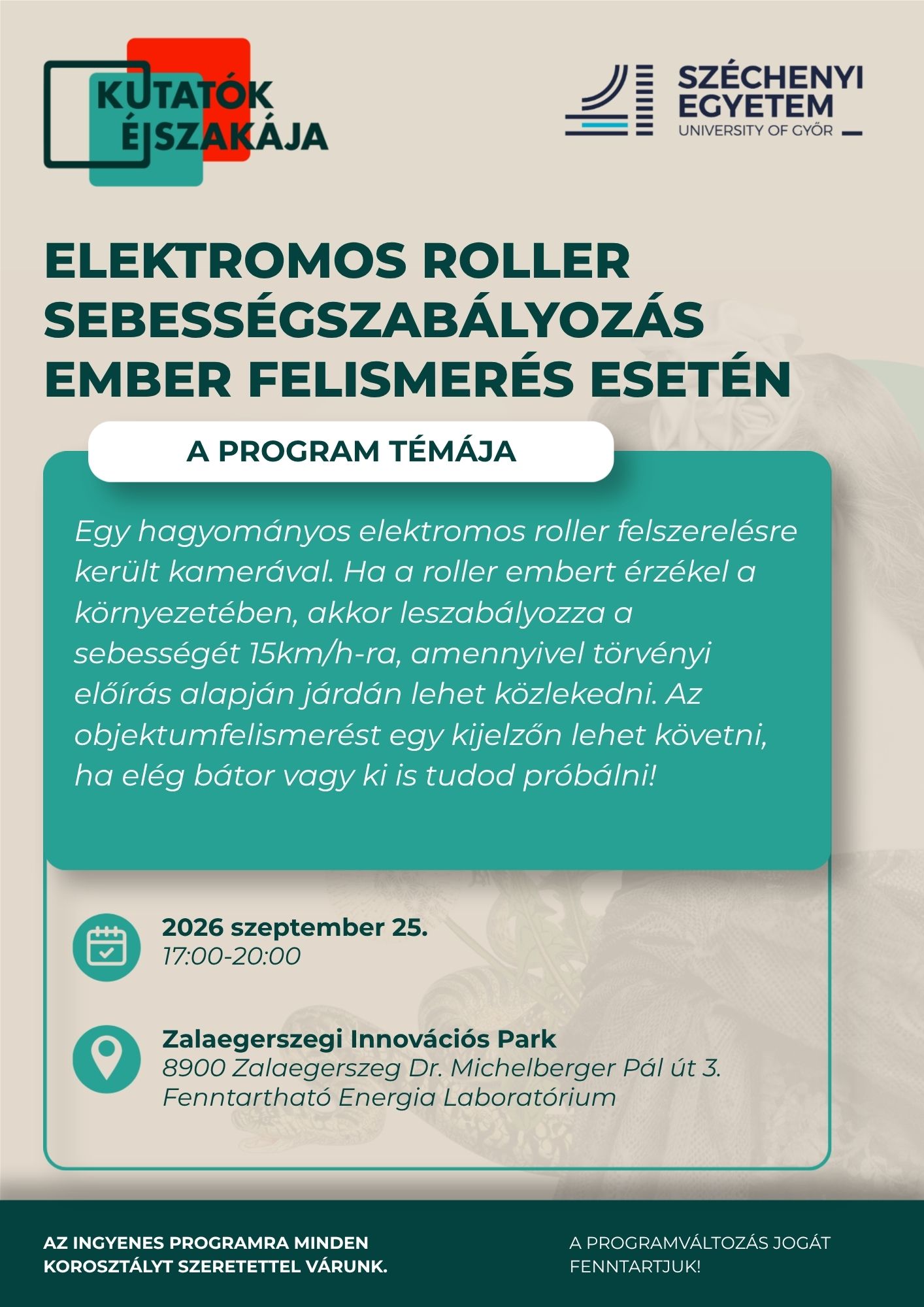 Elektromos roller sebességszabályozás ember felismerés esetén
